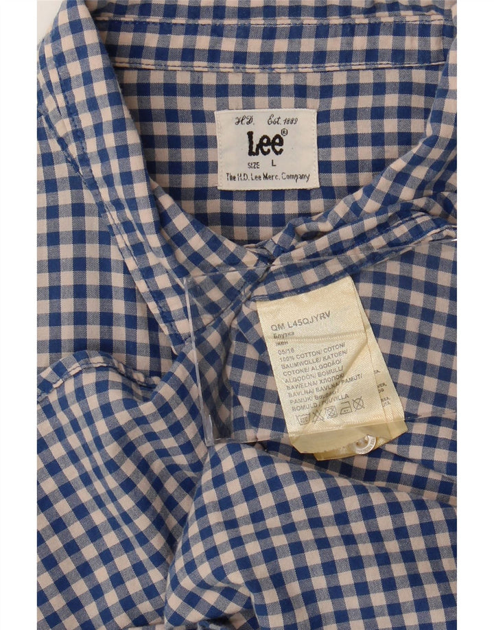 Camicia da uomo LEE grande in cotone a quadretti blu