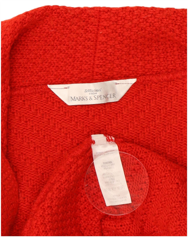 Maglione cardigan aperto corto da donna Marks & Spencer UK 10 piccolo in lana rossa