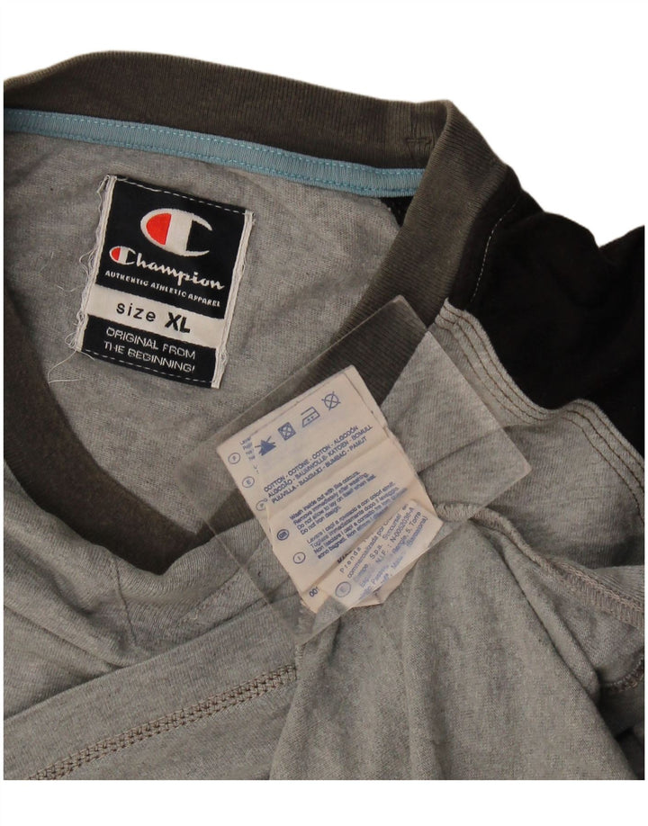 T-shirt da uomo Champion Top XL in cotone color block grigio