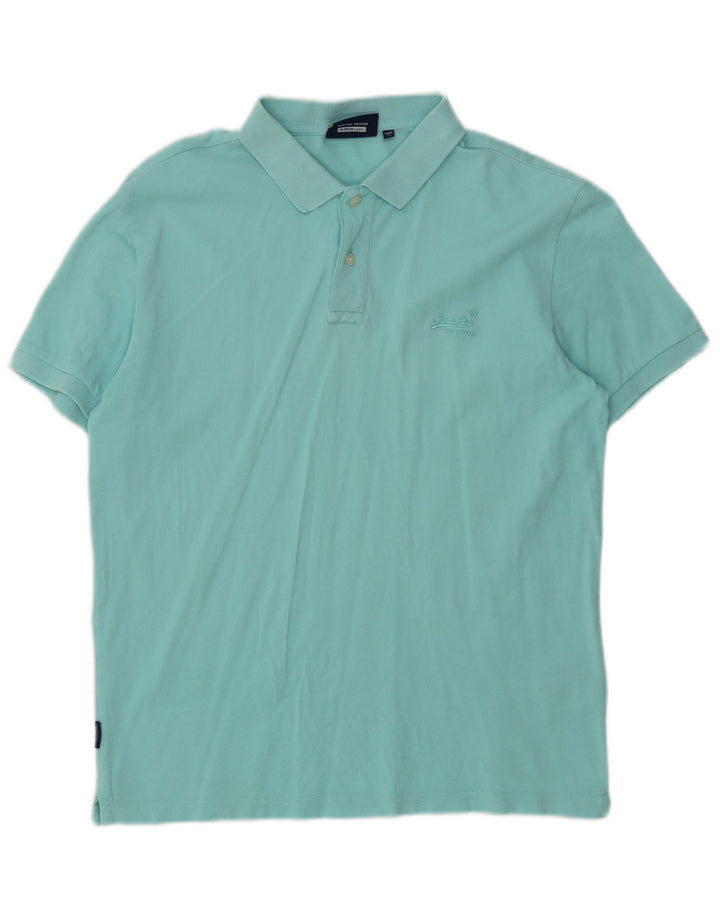Polo da uomo Superdry in cotone blu medio