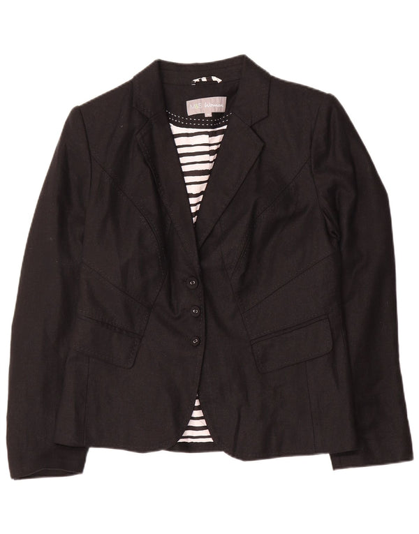 Giacca blazer a 3 bottoni Marks & Spencer da donna UK 14 lino medio nero