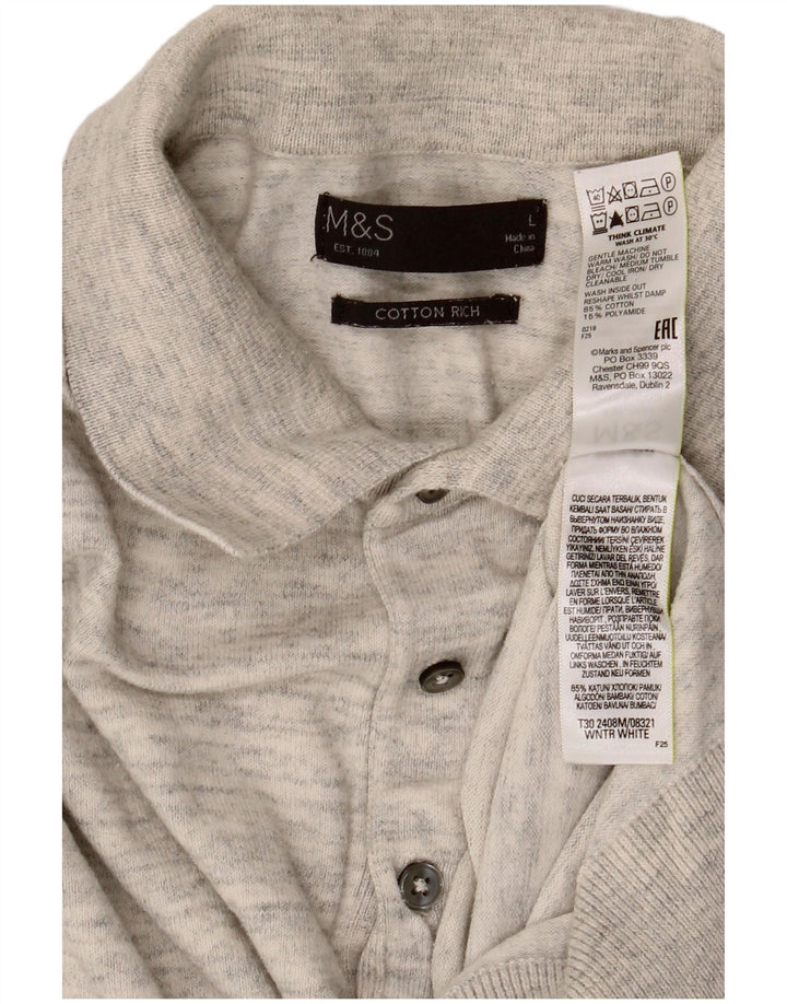 Maglione da uomo Marks & Spencer con collo alto, grande cotone chiazzato grigio