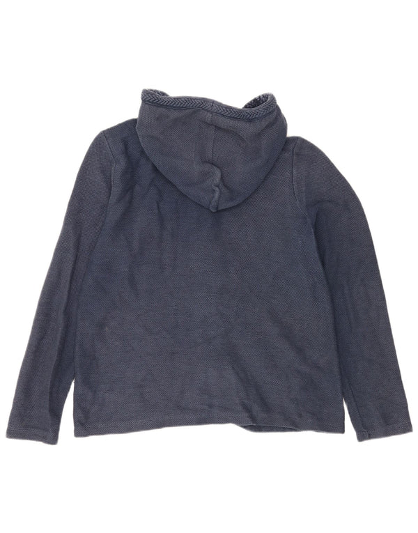 FAT FACE Maglione cardigan con cappuccio da donna UK 14 Grande cotone blu navy