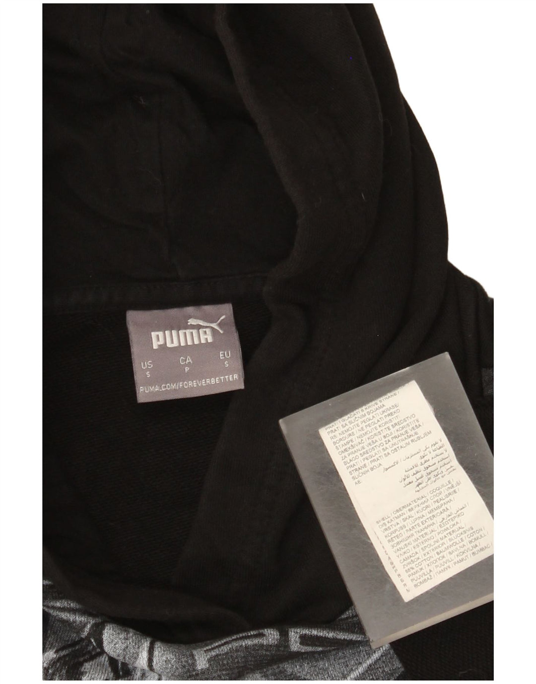 Felpa con cappuccio grafica da uomo Puma piccola in cotone nero