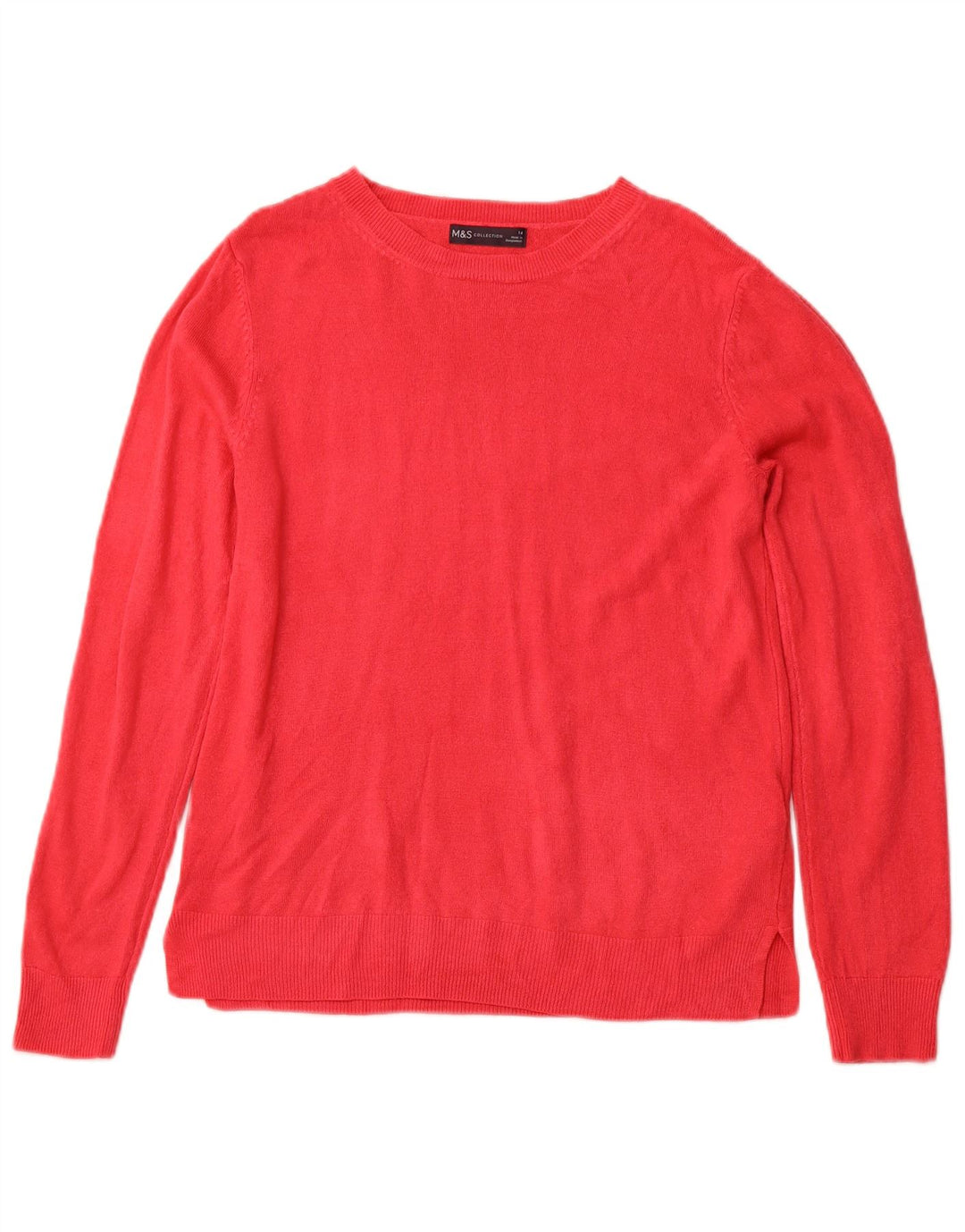 MARKS & SPENCER Maglione da donna con scollo a barca UK 14 Acrilico rosa medio