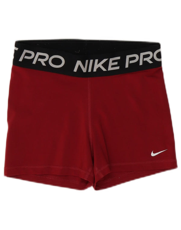 Pantaloncini sportivi Nike Dri Fit Graphic da donna UK 12 Medium Burgundy Colourblock