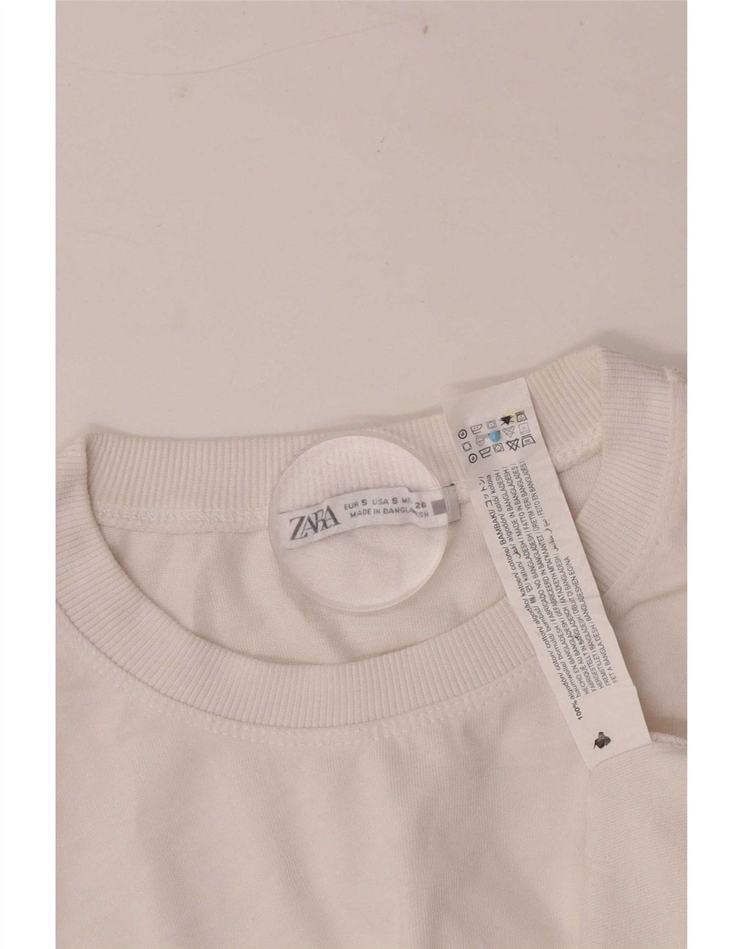 T-shirt corta oversize da donna Zara UK 10 piccola in cotone bianco