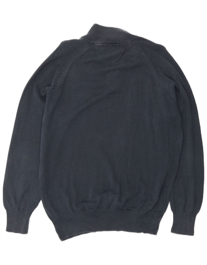 Maglione da uomo Slam con zip e collo XL in cotone blu navy