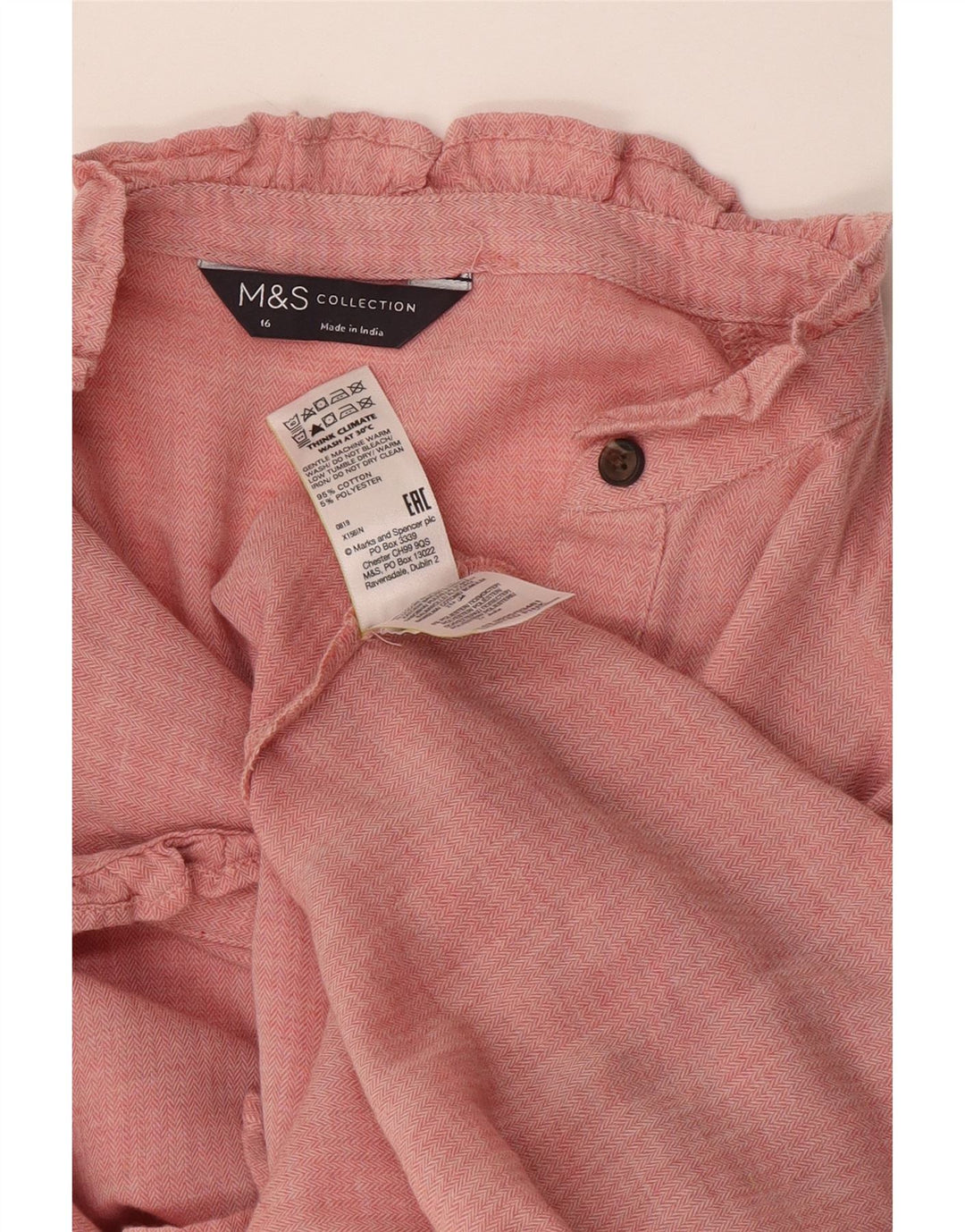 Camicia pullover da donna Marks & Spencer con volant sul davanti UK 16 grande rosa