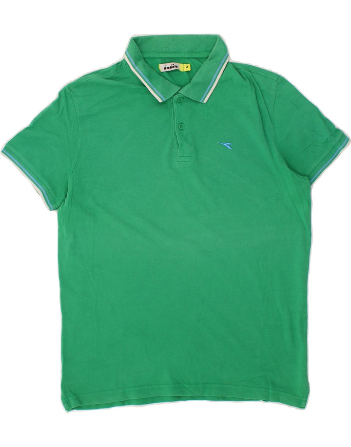 DIADORA Mens Polo Shirt Medium Green Cotton Vintage Diadora and Second-Hand Diadora from Messina Hembry 