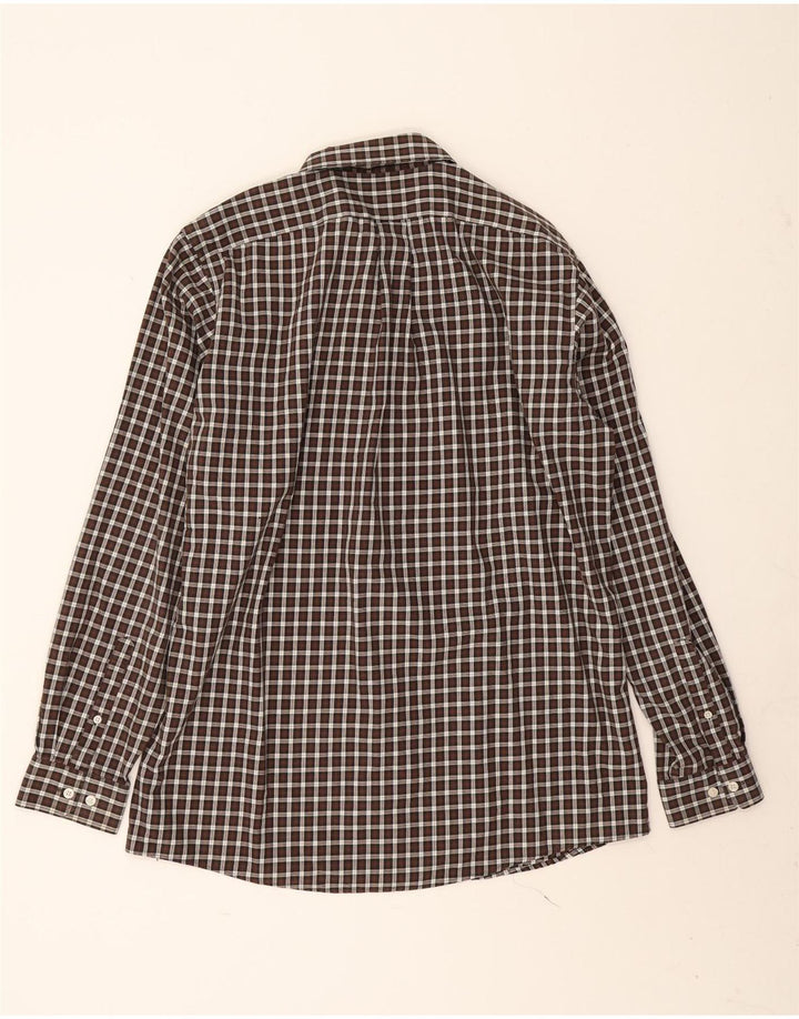 Eddie Bauer Camicia da uomo alta dalla vestibilità classica, grande in cotone a quadretti marrone
