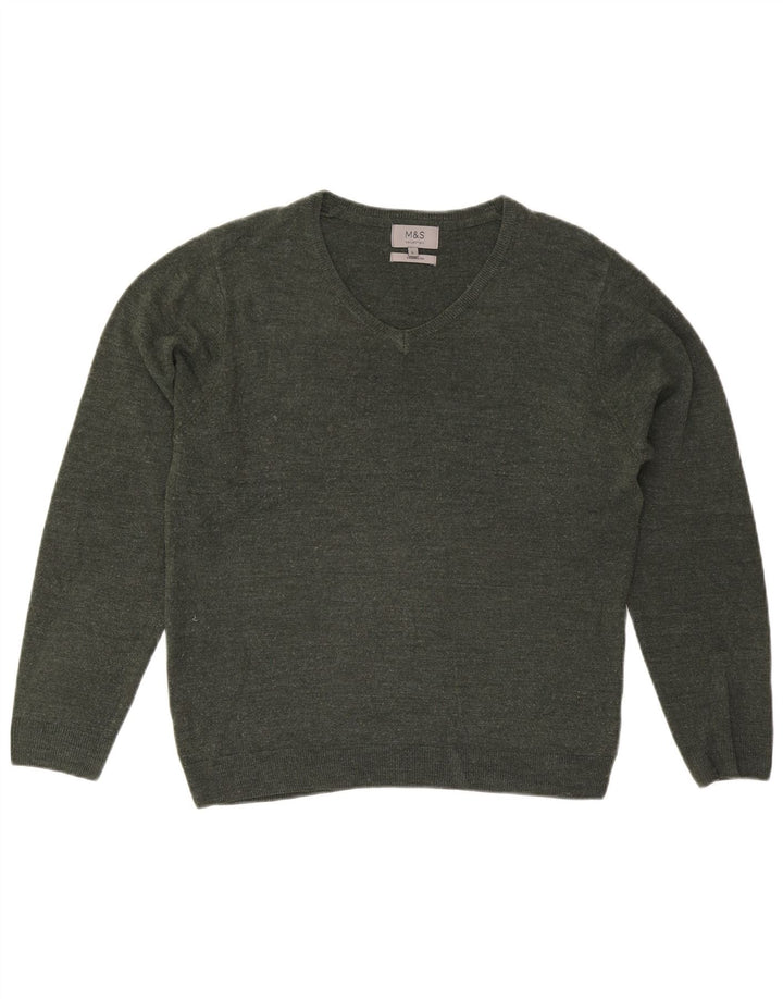 Maglione maglione con scollo a V da uomo Marks & Spencer grande verde