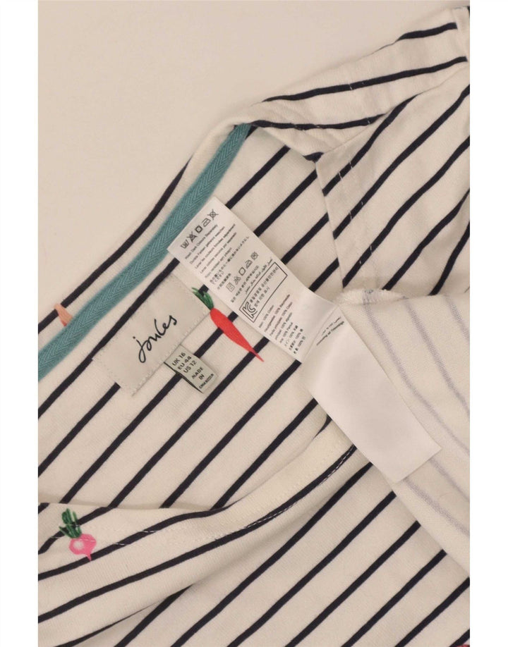 Joules Top da donna a maniche lunghe UK 16 Large White Striped Cotton