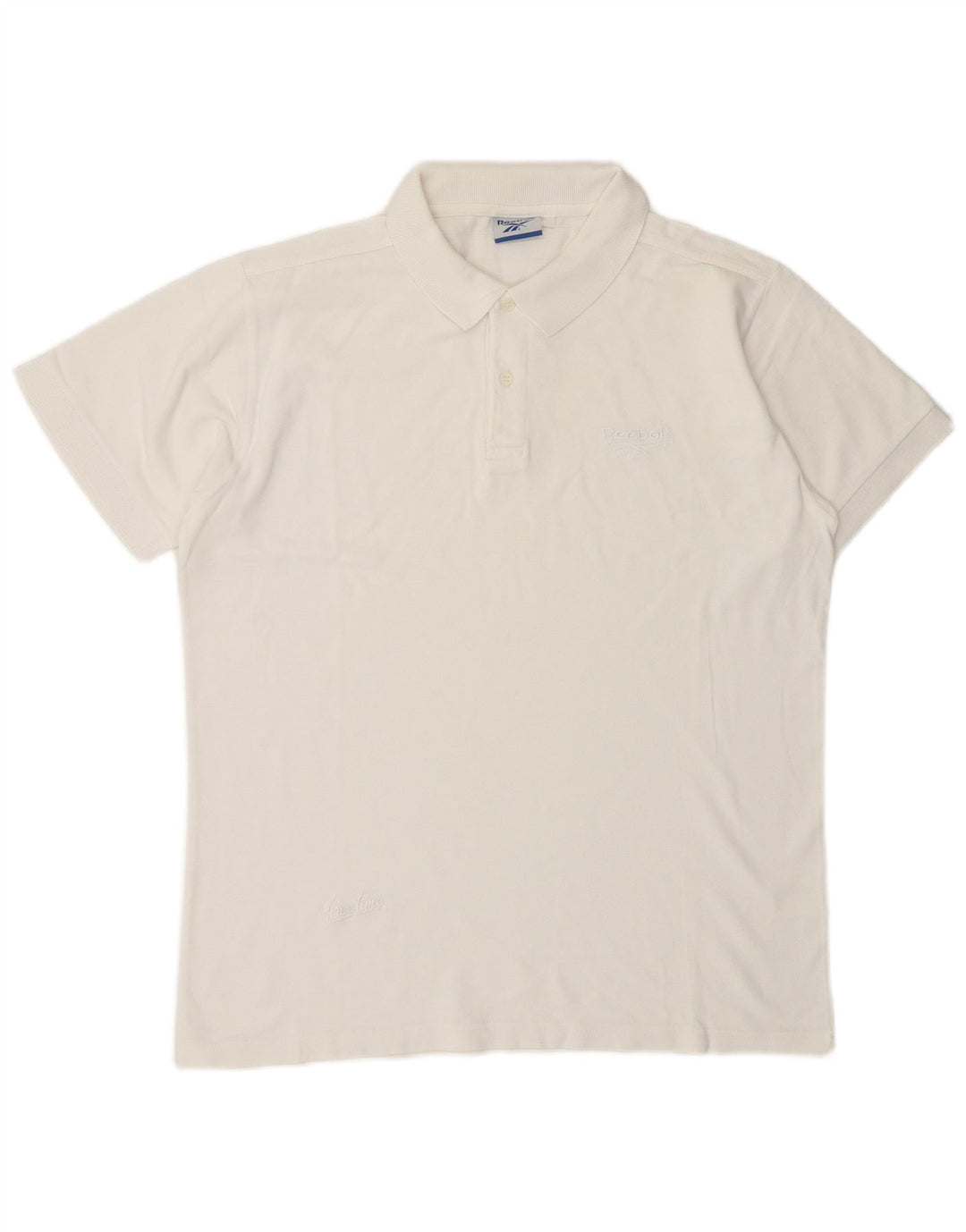 REEBOK Mens Polo Shirt Medium White Cotton