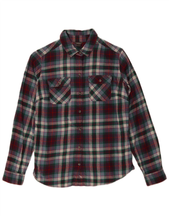 Camicia in flanella da donna Eddie Bauer UK 10 piccolo cotone a quadri multicolore