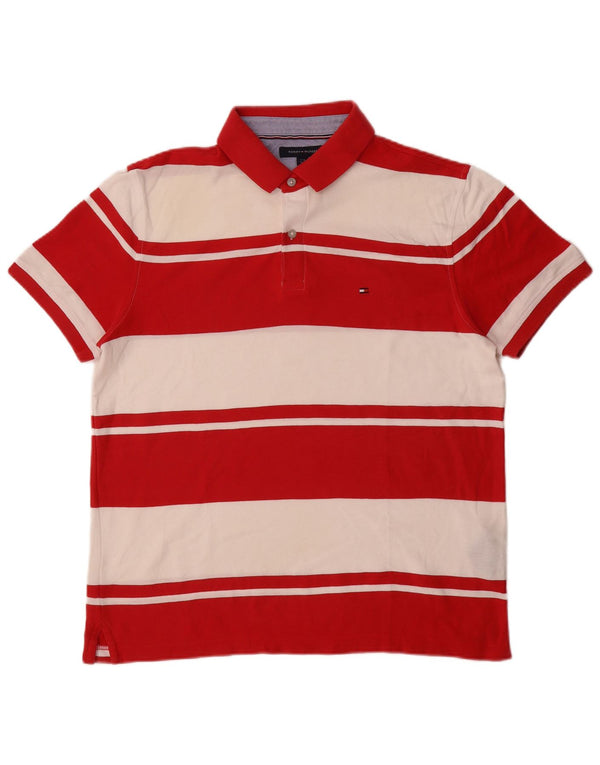 Polo da uomo Tommy Hilfiger grande in cotone a righe rosse