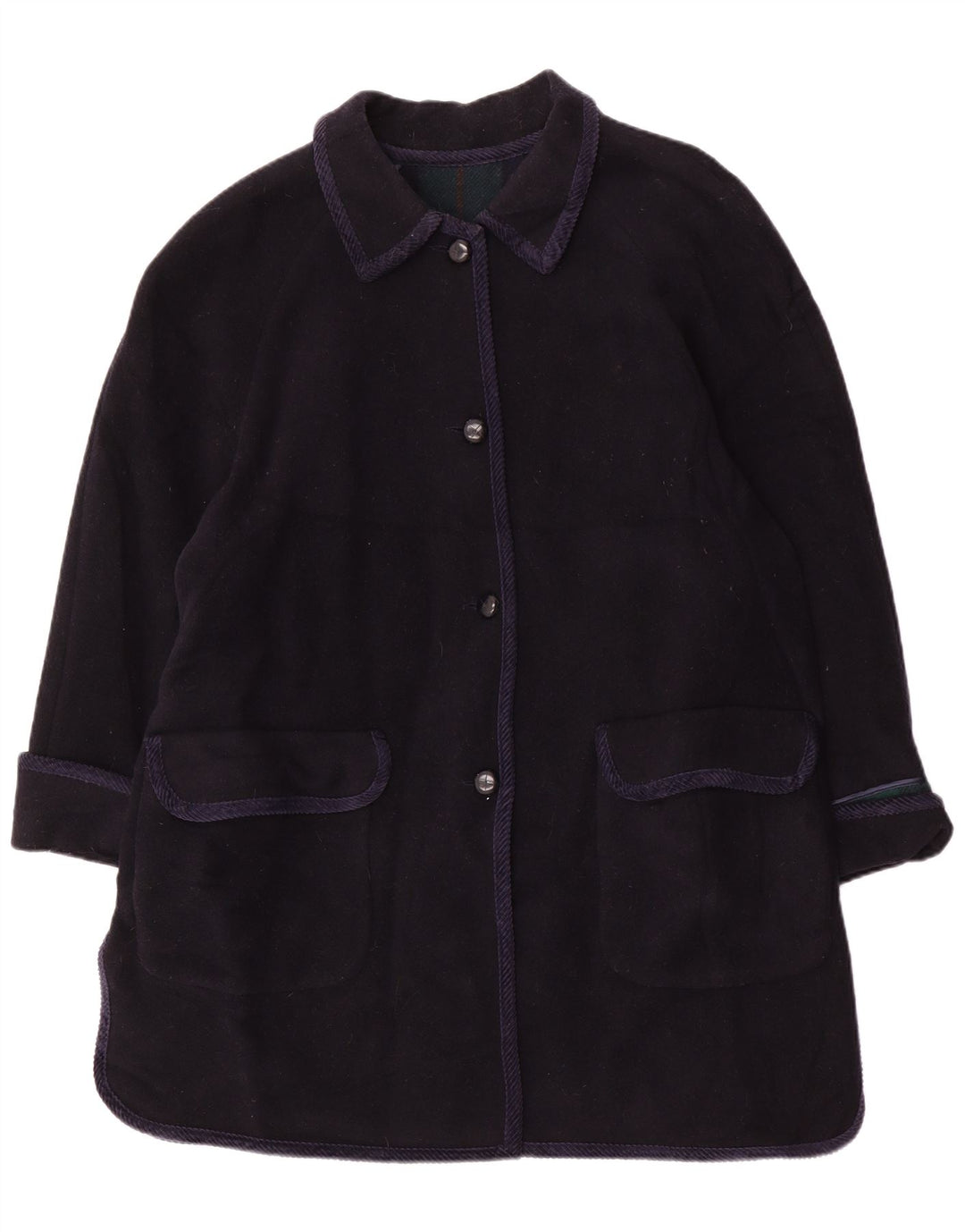 Soprabito vintage da donna UK 20 2XL in lana blu navy