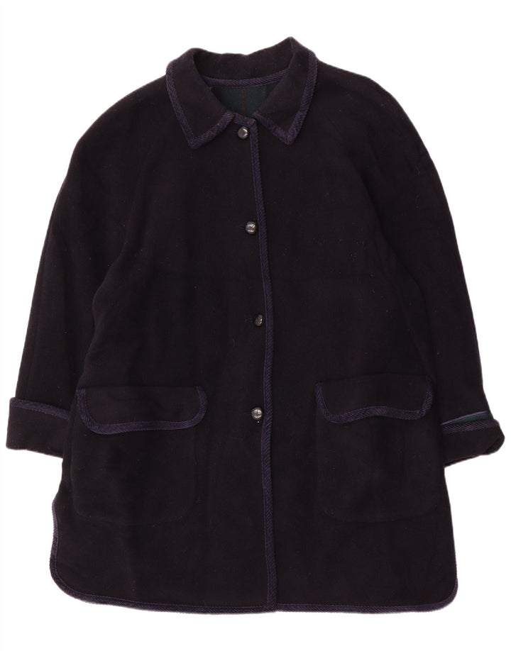Soprabito vintage da donna UK 20 2XL in lana blu navy
