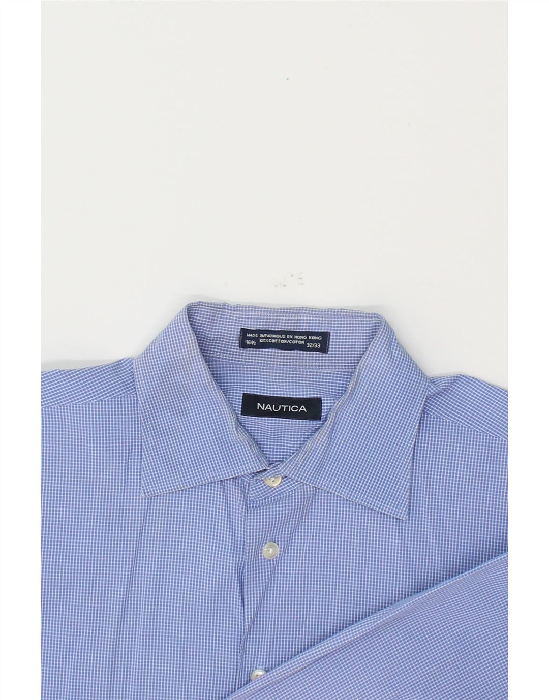 NAUTICA Mens Shirt Size 16 1/2 Large Blue Check Cotton Vintage Nautica and Second-Hand Nautica from Messina Hembry 