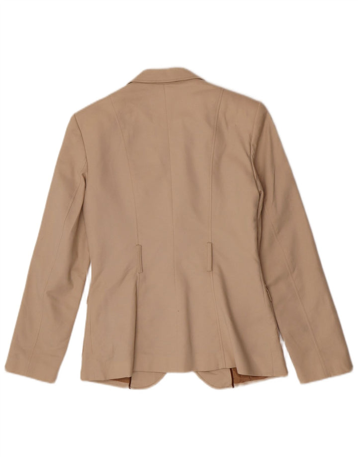 Giacca blazer a 2 bottoni da donna Zara UK 14 cotone beige medio