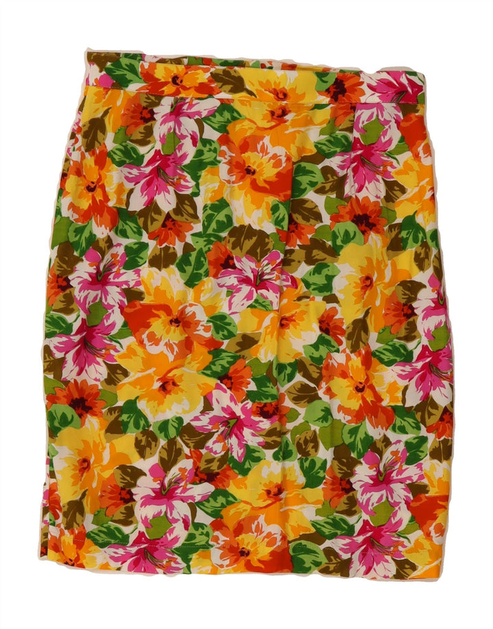 VINTAGE Womens Straight Skirt W29 Medium Multicoloured Floral Viscose Vintage Vintage and Second-Hand Vintage from Messina Hembry 