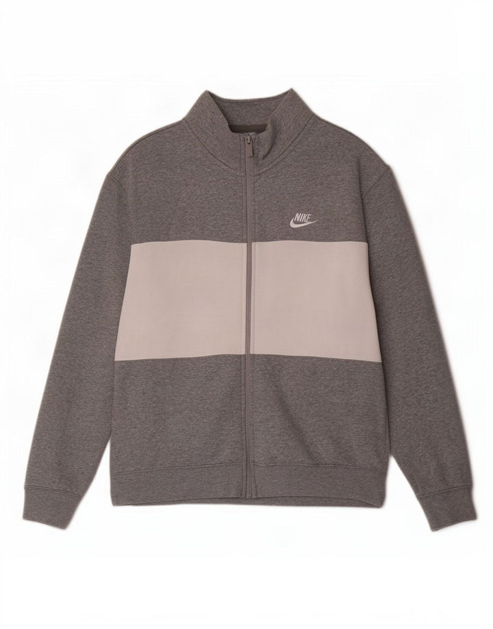 Giacca da tuta da uomo Nike in cotone color block grigio medio