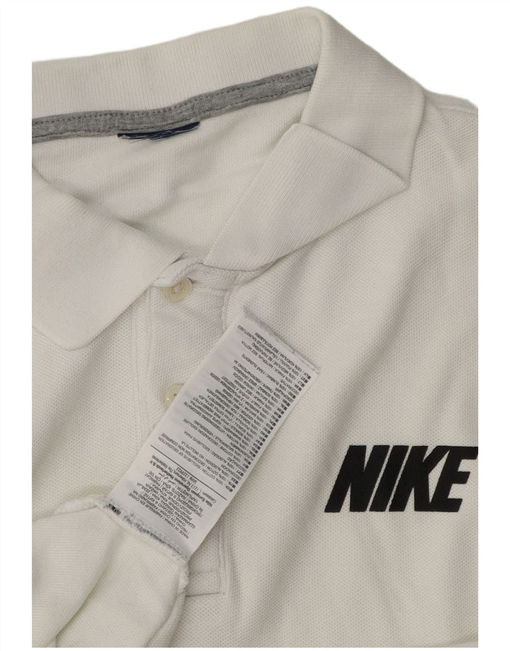 NIKE Mens Graphic Polo Shirt Medium White Cotton