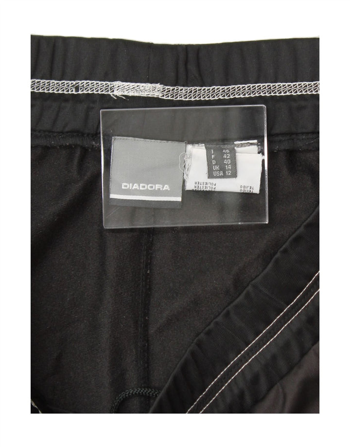 DIADORA Womens Tracksuit Trousers UK 14 Medium Black Polyester Vintage Diadora and Second-Hand Diadora from Messina Hembry 