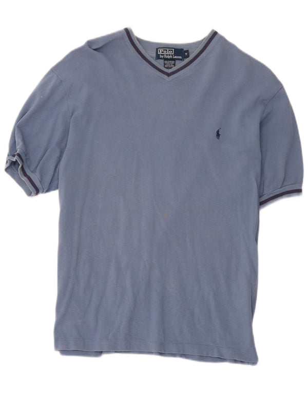 T-shirt da donna Polo Ralph Lauren Top UK 14 cotone blu medio