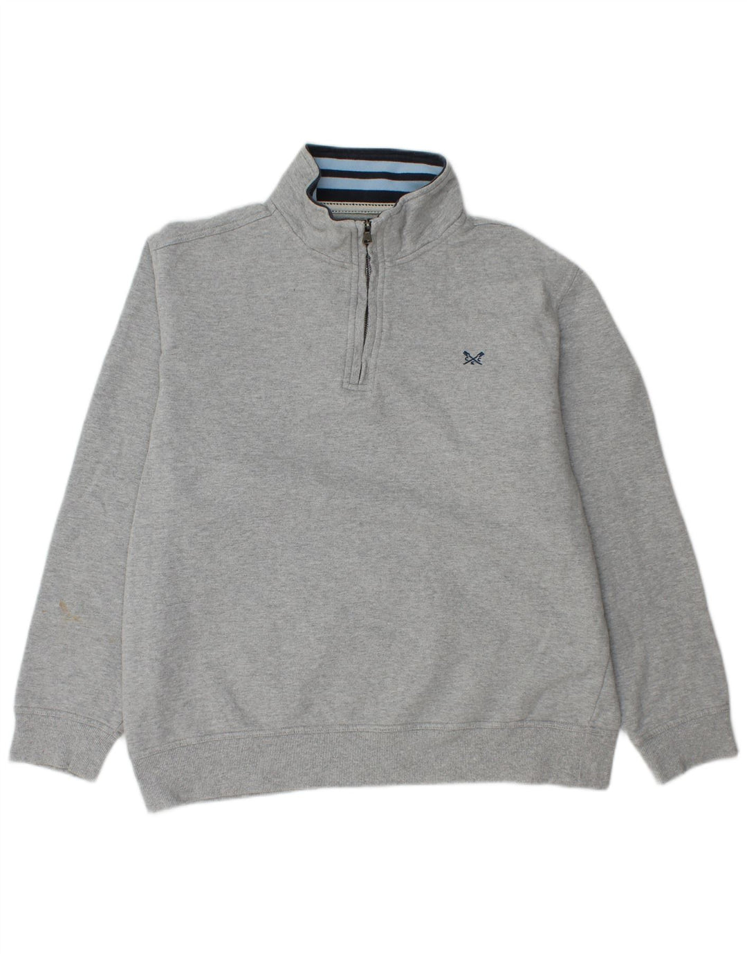 CREW CLOTHING Felpa da donna con collo con zip Maglione UK 20 2XL Cotone grigio