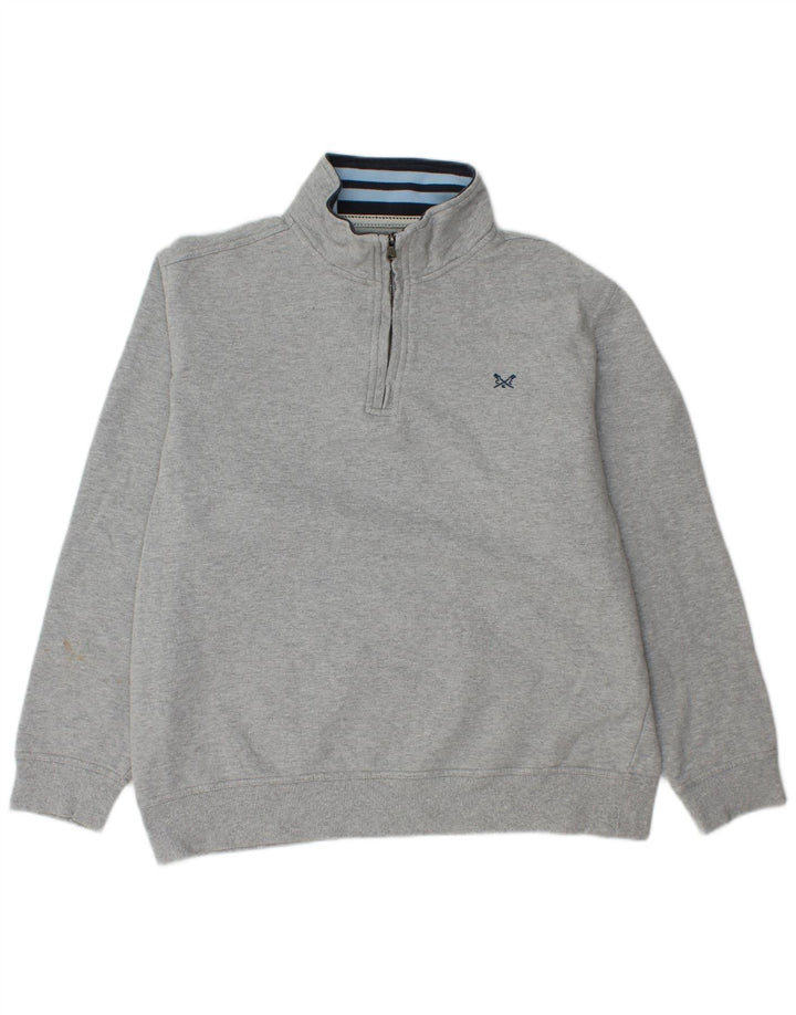 CREW CLOTHING Felpa da donna con collo con zip Maglione UK 20 2XL Cotone grigio