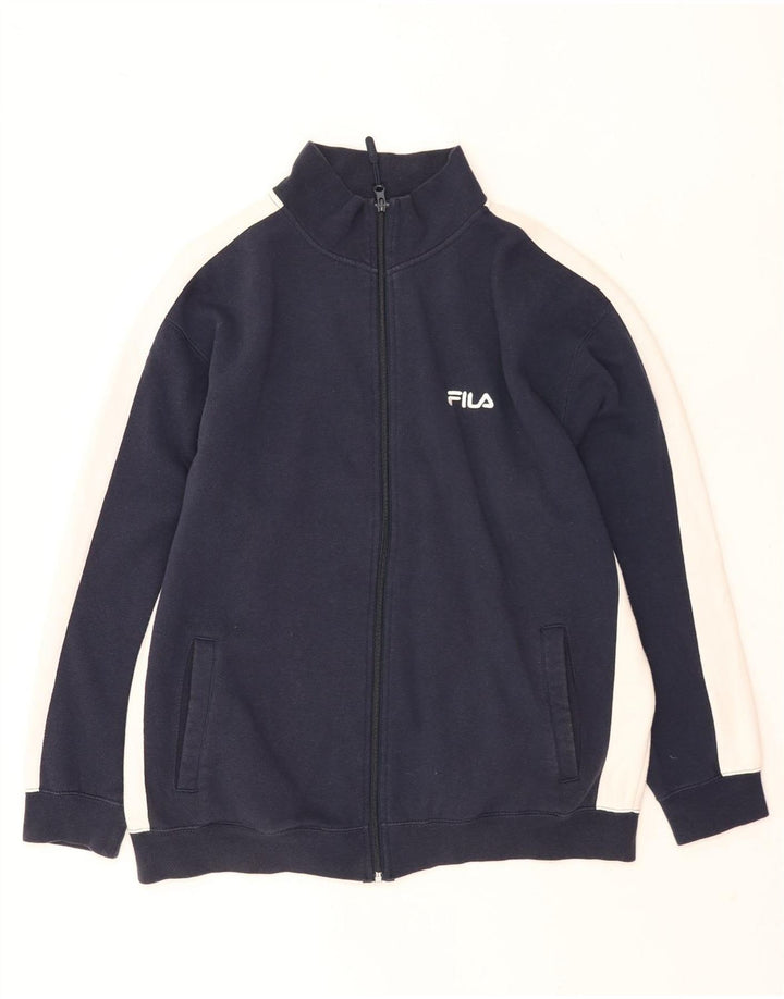 Giacca da ginnastica da uomo Fila grande in cotone color block blu navy