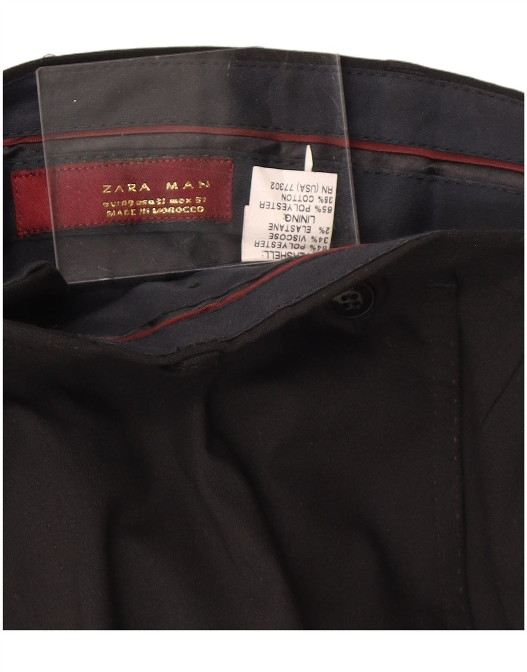 Pantaloni da abito dritti da uomo ZARA EU 40 medio W31 L32 poliestere nero