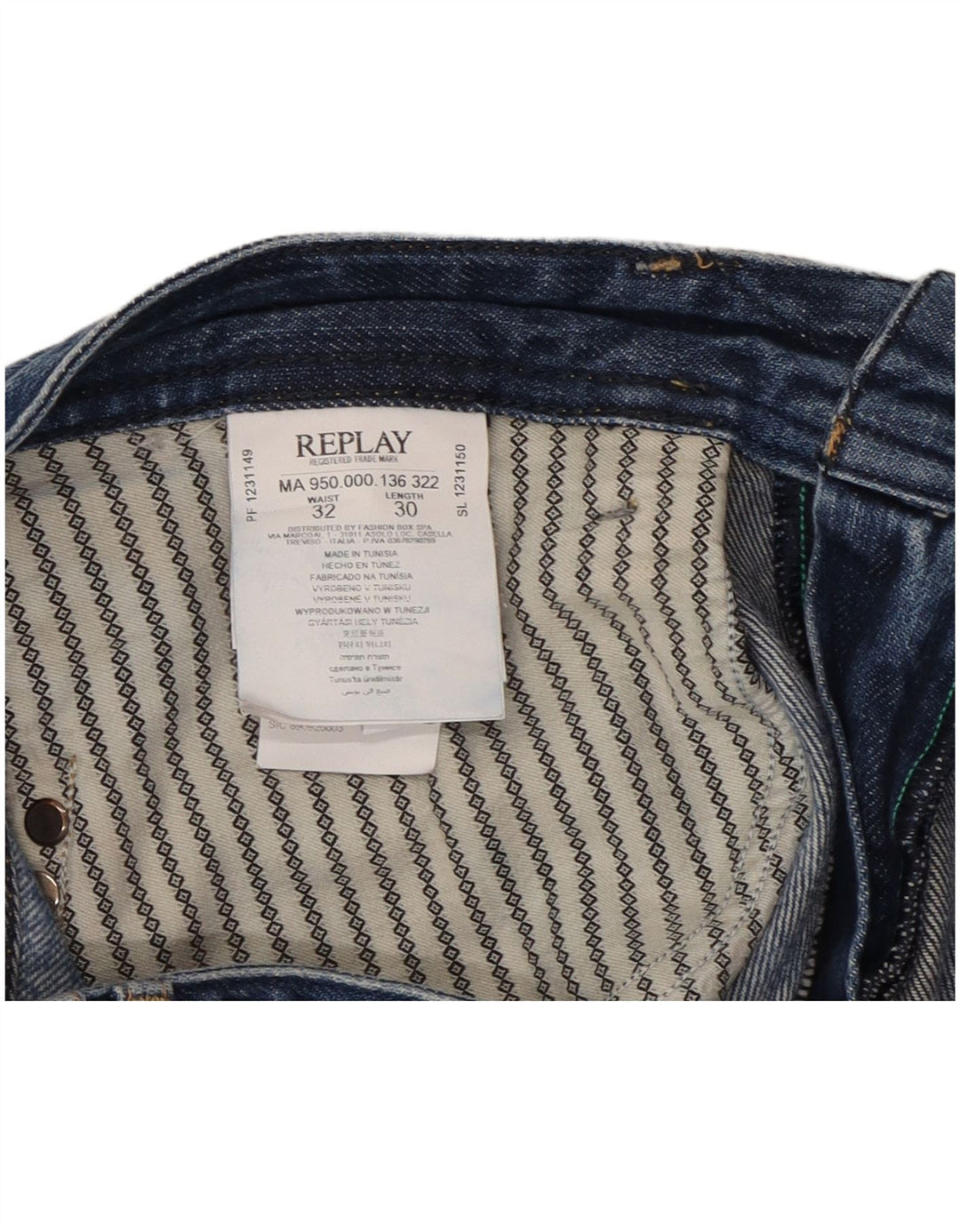 Replay Jeans dritti da uomo Rob W32 L30 in cotone blu