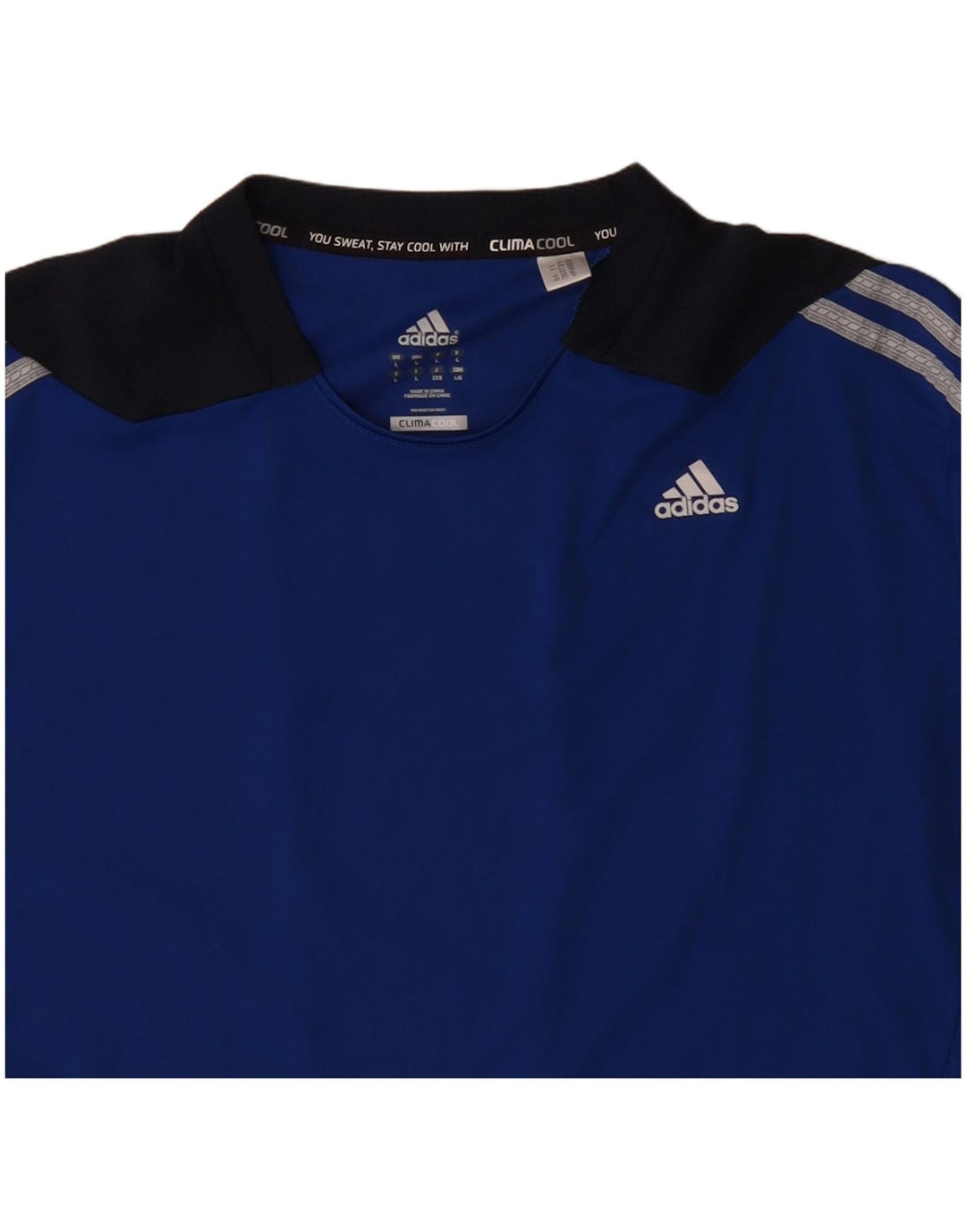 T-shirt ADIDAS da uomo Climacool Top grande in poliestere color block blu