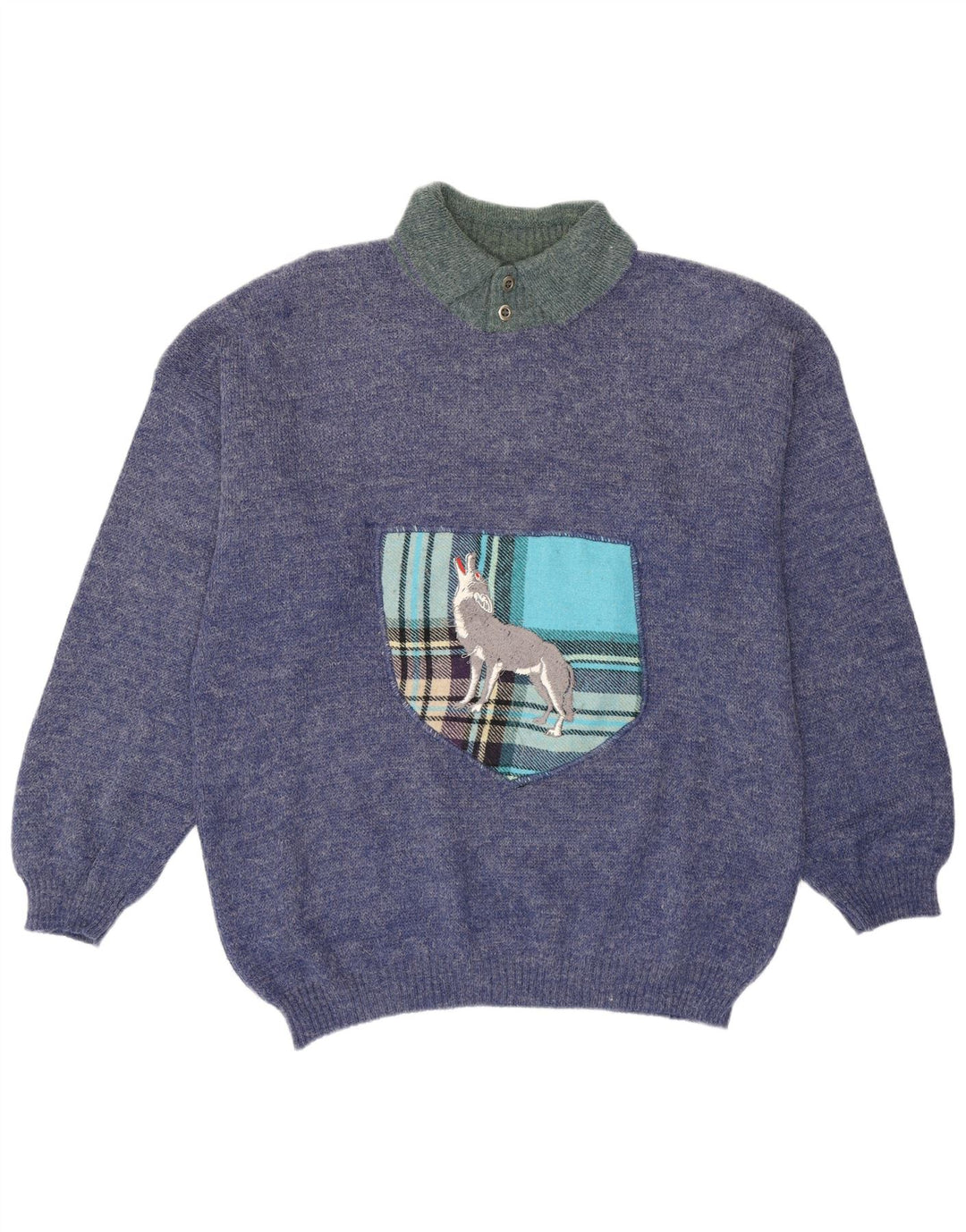 Maglione con collo a polo grafico da uomo Blue Flame XL chiazzato