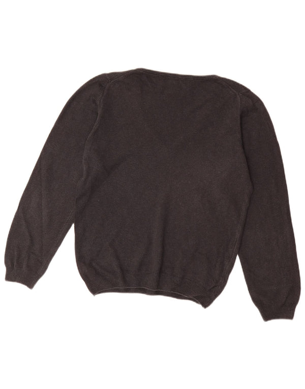 BARBOUR Womens V-Neck Jumper Sweater UK 8 Small Black Cotton