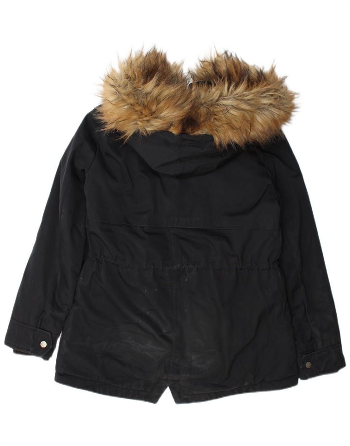 Giacca Parka con cappuccio da donna Zara UK 14 poliestere nero medio