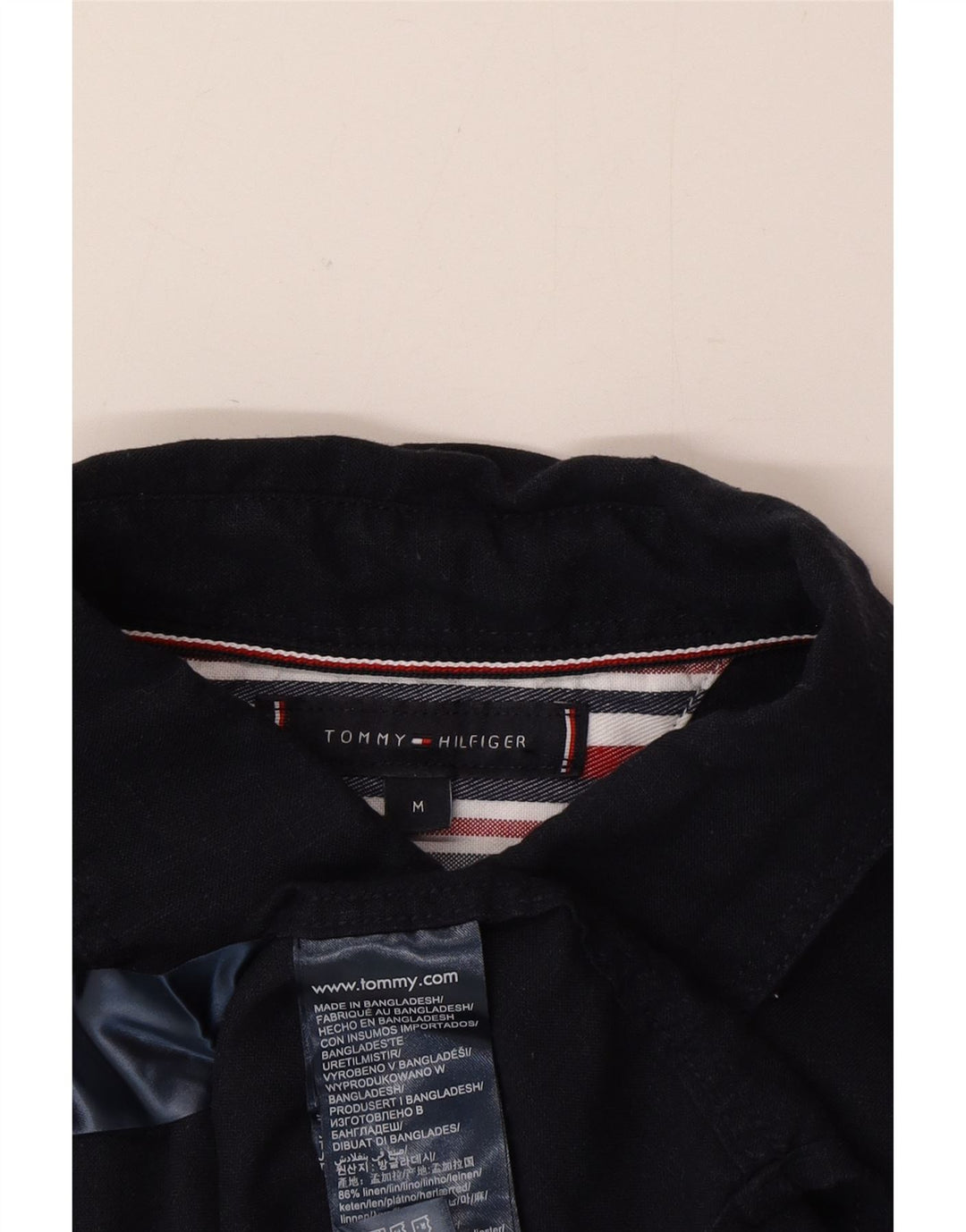 Camicia a maniche corte da uomo Tommy Hilfiger Lino medio blu navy