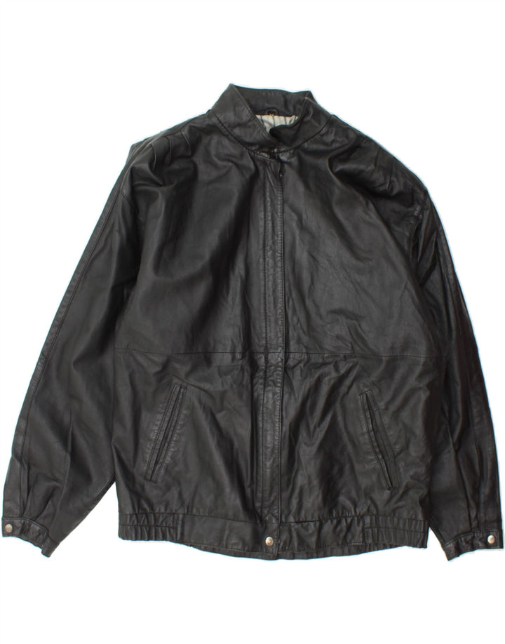 VINTAGE Womens Leather Jacket EU 44 XL Black Leather Vintage Vintage and Second-Hand Vintage from Messina Hembry 