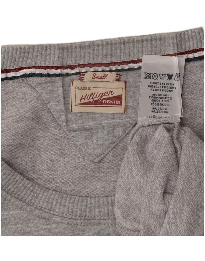 TOMMY HILFIGER Felpa classica da donna Maglione UK 10 Piccolo cotone grigio