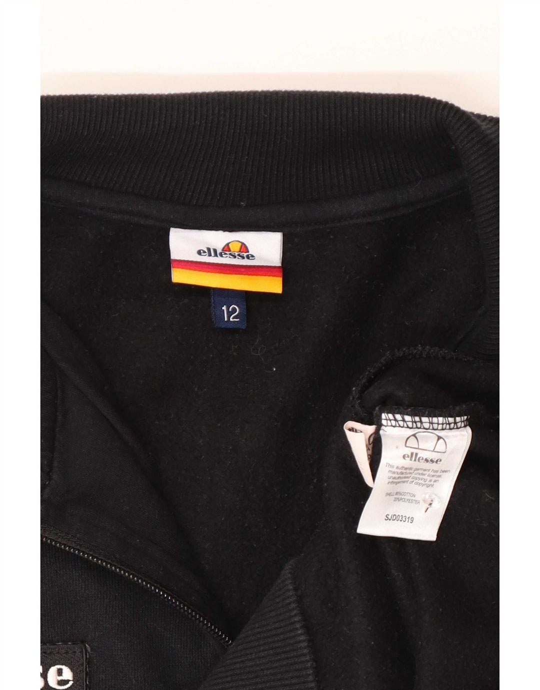 Felpa da donna Ellesse con collo con zip, maglione UK 12, color block medio nero