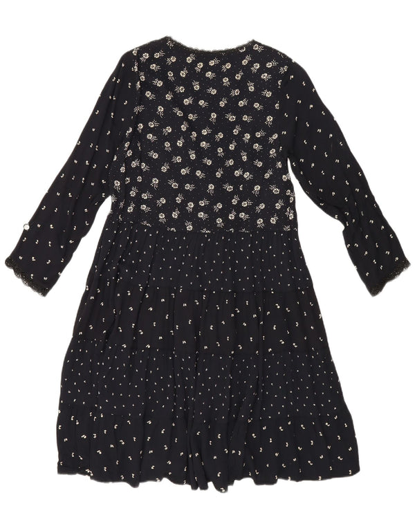 Abito a strati a maniche lunghe da donna Giorgio Kauten UK 12 Medio Nero floreale