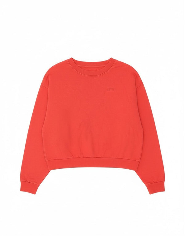 Levi's Donna Crop Oversize Felpa Maglione UK 10 Piccolo Cotone Rosso
