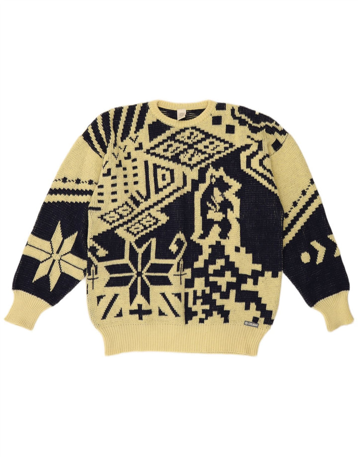 Maglione girocollo da uomo Colmar in lana geometrica giallo medio