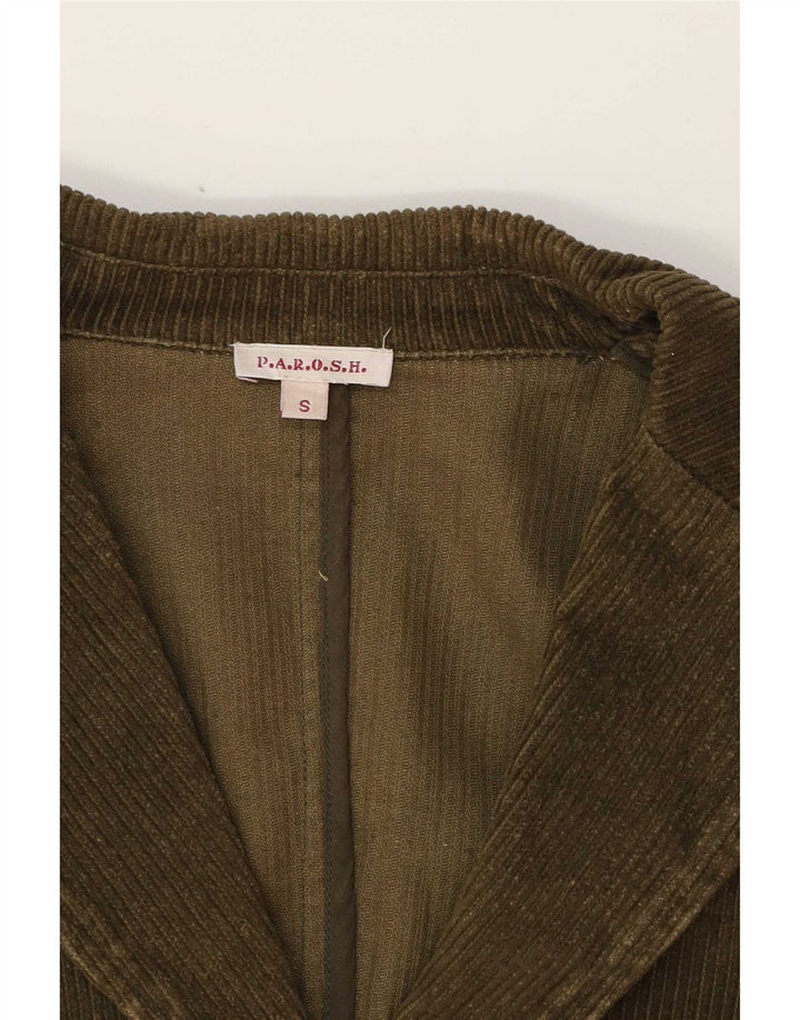 P.A.R.O.S.H. Giacca blazer da donna a 3 bottoni UK 10 Small Khaki Paisley