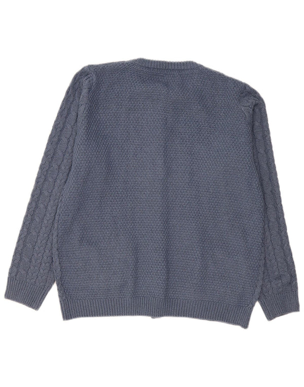 Maglione cardigan vestibilità ampia da donna vintage UK 14 Poliestere blu medio