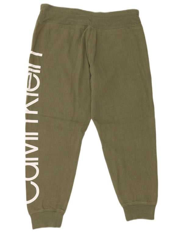 CALVIN KLEIN Pantaloni da tuta con grafica da donna Joggers UK 14 Medium Khaki