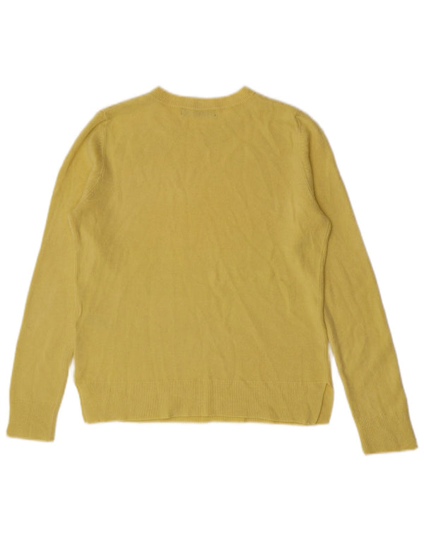 Maglione maglione girocollo da donna Marks & Spencer UK 10 piccolo acrilico giallo