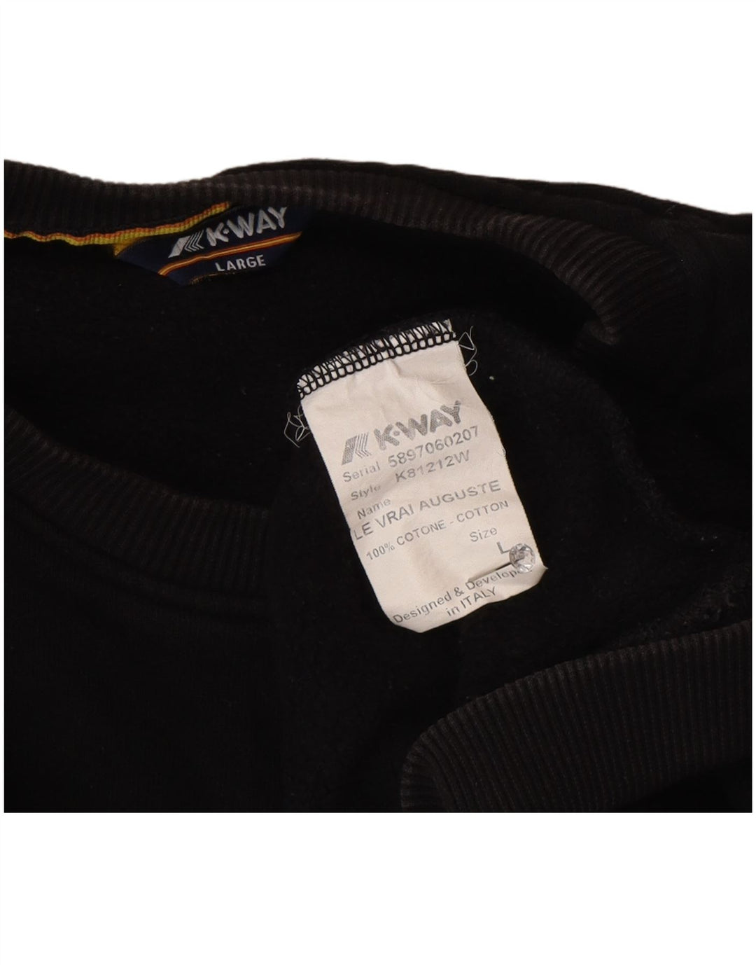 Felpa K-Way Uomo Maglione Large Nero in Cotone